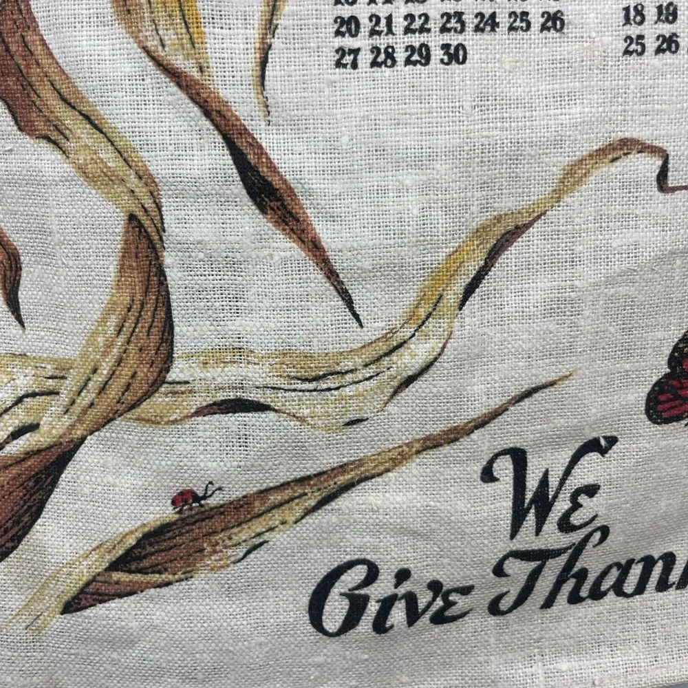 Vintage Kay Dee 1983 Batchelper Corn We Give Thanks Calendar Linen Kitchen Towel